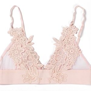 Embroidered Blush Floral Lace Bralette